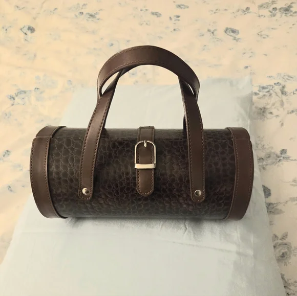 Vintage Brown Barrel Style Handbag - Picture 1 of 9